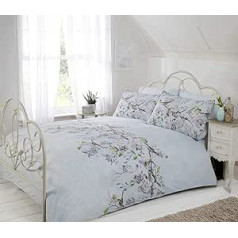 Eloise Oriental Blossom Bettbezug und Kissenbezug Set, Hellblau, Einzelbett