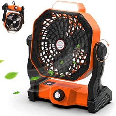 Sendowtek Camping Fan Portable Fan Quiet with LED Light 10400 mAh Rechargeable with Hook Infinitely Speed Control Fan for Outdoor Tent Bedroom Car Travel