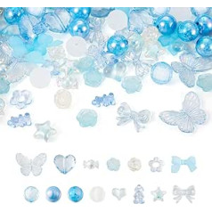 Beadthoven akrila plastmasas krelles Kawaii sirds tauriņš konfektes ziedu loks apaļas krelles DIY rokassprādzes kaklarota atslēgu piekariņi rotaslietas padarot Deep Blue Blue