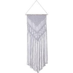 Laddawan Macrame sienas piekaramie kokvilnas virves sienas mākslas austi gobelēni Boho Chic sienas dekors (gaiši pelēks)