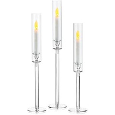 NUPTIO Candle Holder Glass Cylinder for Candles: Cone Candle Holder Taper Candles Taper Candle Holder, Acrylic Candle Holder Cylinder Shade Wedding Party Table Table Centerpiece Dining Room Decor, Set