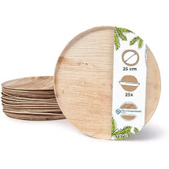 BIOZOYG Palmware Pica Einwegteller I Wegwerfgeschirr Partygeschirr aus Palmblatt I 25 x Pizzabrett rund 25 cm, flach, mit Rand I Palmblatt Einweggeschirr biologisch abbaubar & kompostierbar