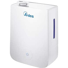 ARDES - AR8U10 ultraskaņas gaisa mitrinātājs NEBULO 30 W, profesionāls telpu mitrinātājs mājām un birojam, ietilpība 4 litri, 3 tvaika līmeņi, ar lielu skārienjutīgu vadības paneli, kluss un elegants, balts