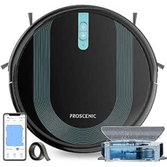 Proscenic 850T WLAN robotu putekļu sūcējs, Robot Alexa un Google mājas un lietotņu vadība, robotu putekļsūcējs ar tīrīšanas funkciju, 3000 Pa sūkšanas jauda uz paklājiem un cietām grīdām, magnētiskā lente robežai