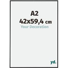 yd. Jūsu dekorācija Evreux attēlu rāmis DIN A2 42 x 59,4 cm Plastmasas attēlu rāmis ar akrila stiklu, pretatstarojošs matēts melns DIN A2 42 x 59,4 cm