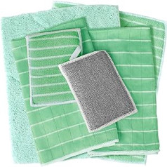 Pack of 6 Washable Microfiber Sponge + Microfiber Cloth Cleaning Cloths for Dishes, Kitchen, Bathroom, Household, Glass