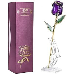 zelta roze, Muttertagsgeschenk, echte rose vergoldet, zelta roze 24 karātu roze silber blumen valentinstag Love Forever 24k vergoldet Echt Rose, Geschenk der Liebe (lila)