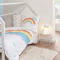 MTOnlinehandel Rainbow Flannelette gultas veļa 135 x 200 cm Mīksta bērnu gultas veļa meitenēm un zēniem spilvendrāna 80 x 80 cm + segas pārvalks 135 x 200 cm 100% kokvilna