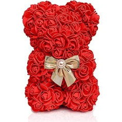 miomido Rosen Teddybär Blumenbär Rosenteddy Bär aus Blumen - Geschenk für Freundin Frau zum Geburtstag Jahrestag Weihnachten