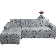 Jaotto dīvāns, elastīgs, elastīgs, spandekss, dīvāna pārvalks L formas dīvānam, universāls, mazgājams, 2 daļīgs, neslīdošs (2 vietīgs+3 vietīgs, joprojām pelēks)
