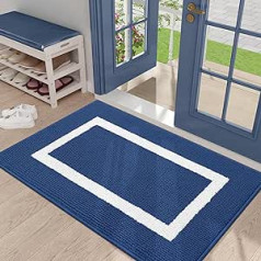 Homaxy Doormat mazgājams durvju paklājiņš iekštelpu neslīdošs netīrumu savācējs durvju paklājiņš ieejas paklājs priekšdurvīm iekštelpām - 60 x 90 cm, zils