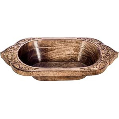 Divit Shilp dabīgā koka bļoda, pasniegšanas bļoda salātiem, dārzeņiem un augļiem, liela, dziļa bļoda ģimenei un svinībām. (Viking Bowl)