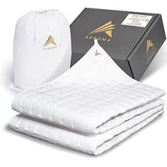 Akroma sveriama antklodė, Premium terapinė antklodė vaikams, balta, 120 x 150 cm, 3 kg, sunki antklodė miegui, pagaminta iš 100 % OekoTex sertifikuotos medvilnės