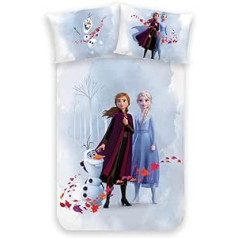 MTOnlinehandel Anna & Elsa Gultas veļa 100 x 135 cm 40 x 60 cm Kokvilnas flaneļa Flannelette Frozen Baby Gultas veļa meitenēm 1 Spilvendrāna 40 x 60 cm + 1 Segas pārvalks 100 x 135 cm