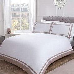 Sleepdown 100% Cotton Sateen 300 Thread Count Super King (260 x 230 cm) Kokvilnas segas komplekts ar spilvendrānām — ūdeles balts, karalis