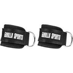 GORILLA SPORTS® pēdu siksnas - viena / komplektā 2, ar D gredzenu un Velcro aizdari, līdz 80 kg, polsterētas - potīšu siksnas, potīšu aproces, potīšu siksnas, potīšu aproces, troses vilkšana, kāju treniņš, fitness, trenažieru zāle