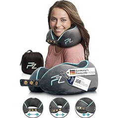 FLOWZOOM® Comfy Neck Cushion Airplane & Car Travel Pillow Memory Foam with Slim Back & Washable Cover (Velvet Soft & Breathable) - Neck Cushion Adults Grey