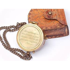 Samara Nautical Thoreau's Go Confidently Citāts iegravēts kompass ar reljefu ādas futrāli