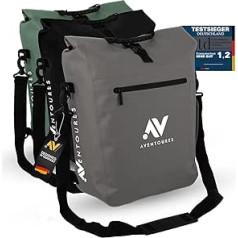 Aventoures® Test Winner četri vienā velosipēda soma 25 l, ūdensnecaurlaidīga, atstarojoša PVC bagāžas nodalījuma soma, mugursoma, plecu soma, pārnēsāšanas soma, bagāžas soma velosipēdam (pelēka)