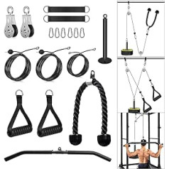 Cable Pull Fitness Cable Lat Pull Fitness Bicepss Muguras treniņu ierīce Troses skriemeļu sistēma Lat Pull Machine Rokas spēka treniņš Mājas trenažieru zāles treniņu aprīkojums