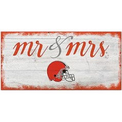 Fan Creations NFL Cleveland Browns Unisex Cleveland Browns Script Mr & Mrs Sign, Team Colour, 6 x 12