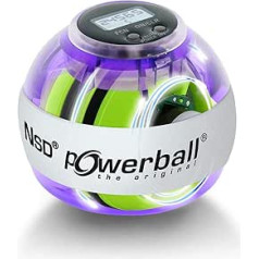 Powerball Kernpower Autostart Multilight Max žiroskopiskais rokas trenažieris ar zilas/sarkanas gaismas efektu, ieskaitot uzvilkšanas mehānismu un caurspīdīgu purpursarkanu tahometru