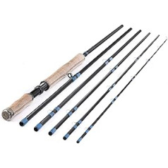 4m / 8-9 watt or 14ft / 9-10watt 6 Pieces Sections Carbon Spey Fly Fishing Rod Rod Double Hand Medium Fast Freshwater and Saltwater Fly Fishing (4m 8-9wt)