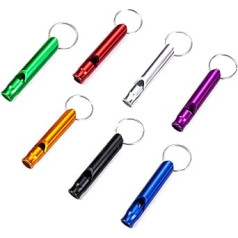 Werpower Homer-wa Pack of 8 Extra Loud Emergency Whistle Keychain Camping Survival Whistle, Aluminium Alloy Whistle Key Chain for Camping Hiking Hunting Outdoors Sports