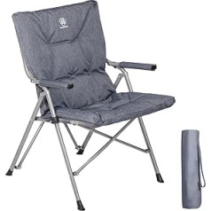 EVER ADVANCED Folding Camping Chair, 6 cm, Padded Folding Chair, 120 kg Load Capacity, Hard Armrest, Portable Folding Chair for Camping, Garden, Balcony, Picnic, Indoor, Grey