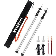 HIKEMAN Telescopic pole for tents, tarp, camping poles for tarpaulins, awning, canopy, porch, awning, tarpaulin, headroom, aluminium, adjustable telescope, 90-230 cm