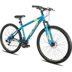 Hiland kalnu velosipēds MTB Hardtail ar 29 collu spieķu riteņiem 431 mm alumīnija rāmis 21 ātruma pārnesumi Shimano aizmugurējā pārslēdzēja disku bremžu piekare Dakša vīriešiem sievietēm zila/melna