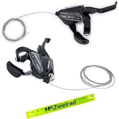 Shimano ST-EF500-2 pārnesumu sviras bremžu sviras kreisās (3 ātrumu) labās (8 ātrumu) V veida bremzes ar pārnesumu vadiem un MSZweirad atstarojošo lenti 1 pāris