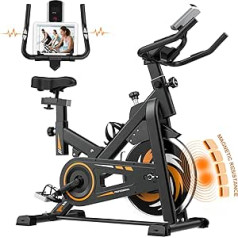 Decorcn Sport Exercise Bike - Magnetic Resistance Cycling Indoor Stationary Spin Bike for Home Gym Training, Belt Drive, Super Quiet Spinning Bike with LCD Monitor, Pulse Sensor, iPad Holder