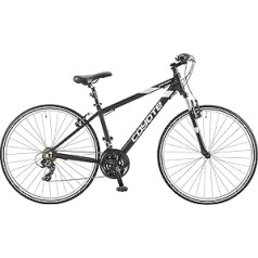 Insync Bikes vīriešu Coyote pilsētas hibrīda velosipēds ar 700 c riteņiem, 20 collu rāmi, 18 ātrumu pārnesumiem un Shimano Ez Fire Shifter, V veida bremze, melns, 20 collu rāmis