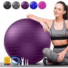 Soft Exercise Ball, Burst Protection Seat Ball Supports 2200 lbs Office Ergonomic w/ Pump, Yoga Ball, Overball, Fitness Ball, Size Chart Fitball for Pilates, Gymnastics, Gym, Exercise, Pregnancy,