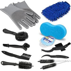 12-in-1 Bicycle Cleaning Brush Kits, CEVILLAE Bicycle Cleaning Kit Chain Cleaner Bicycle Care Set for MTB Road Bike Bicycle Chain/Crank/Tyres/Chainring/Cycling/Rims Chain Brush