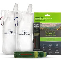 Survivor Filter Squeeze Water Filter Kit 2 ēdnīcas saliekamās ūdens pudeles