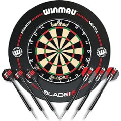 WINMAU Blade 6 Professional Bristle klasikinė smiginio lenta su erdviniu ir smiginio rinkiniu (2 smiginio rinkiniai)