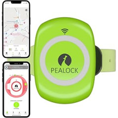 Pealock elektroniskā slēdzene velosipēdiem vai slēpēm ar signalizāciju un GPS — kustības sensors, integrēta signalizācija, ārkārtas izsaukums mobilajā tālrunī un GPS izsekošana — zaļa