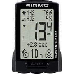 Sigma Sport BC 23.16 STS balts velosipēdu dators ar velosipēda, augstuma un sirdsdarbības funkcijām, augstu kadences ietilpību, balts velosipēda spidometrs, vienkārša darbība, 02316