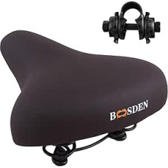 BOOSDEN Velosipēdu Segli, Velosipēdu Segli vīriešiem un Sievietēm, Velosipēda sēdeklis, Segli, Vīriešu Ērts, Ērts, Mīksts Memory Foam, Ergonomisks, Triecienu Absorbējošs, Elpojošs Velosipēda Segli, Brūns/Melns