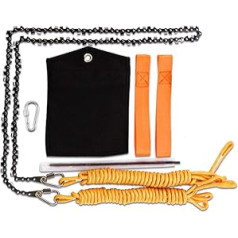 Survival Pocket Chainsaw Sufficient Tree High Limbs and Blades on Both Sides. Best Foldable Hand Chainsaw for Your Camping, with Ropes, Throwing Weight Bag. 48IN Pocket Chainsaw