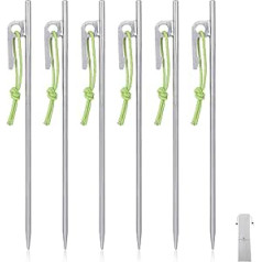 iBasingo Ti4014P 20 cm Titanium Alloy Pegs Tent Stakes Outdoor Hiking Climbing Tent Nail Pins Ultralight Camping Accessories for Hard Ground Pack of 6