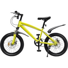 LUNICASHA 18 collu bērnu kalnu velosipēds 18 collu velosipēds meitenēm un zēniem bērnu velosipēds MTB ar vieglu un sūkņu bērnu velosipēdiem, piemērots 1,25-1,4 m bērniem, dzeltens