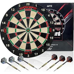 Bristle Dartboard Set: Professional Steel Tip Dartboards for Adults Family in Playroom/Bar/Garage, Regular Size Compressed Sisal Dartboards with Printed Number 6 Darts with 18g Metal Tip