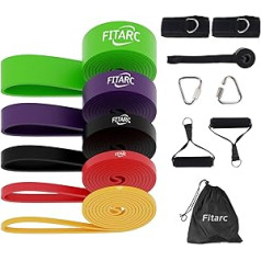 Fitarc pretestības lentes, pretestības lentes, pievilkšanās palīgsiksnas, rokturi, durvju enkurs, vingrošanas lentes pilates, apmācība, fizioterapija, stiepšanās, joga, mājas vingrošana vīriešiem un sievietēm