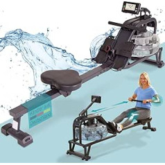maxVitalis Water Rowing Machine: Rowing Machine with Water Resistance, Rower for Home, Space Saving and Authentic Rowing Feel