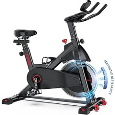 FITINDEX Exercise Bike Magnetic Indoor Cycling Bike Quiet Stationary Speed Bike for Home, Ergometer 120 kg Max Weight, Bike with Quiet 18.1 kg Flywheel, Comfort Seat Cushion, LCD