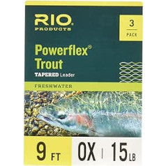 Rio Fly Fishing Power Flex-Knotless 9'0X-3 Pack Fishing Leaders, caurspīdīgs