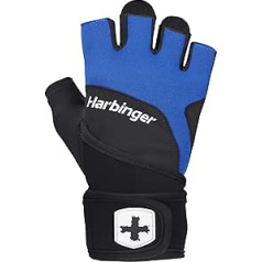 Harbinger Training Grip Wristwrap Svarcelšanas cimdi, unisex, lieli, zili